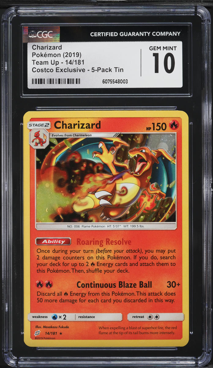2019 Pokemon Sun & Moon Team Up Costco Exclusive Charizard #14 CGC 10 GEM MINT