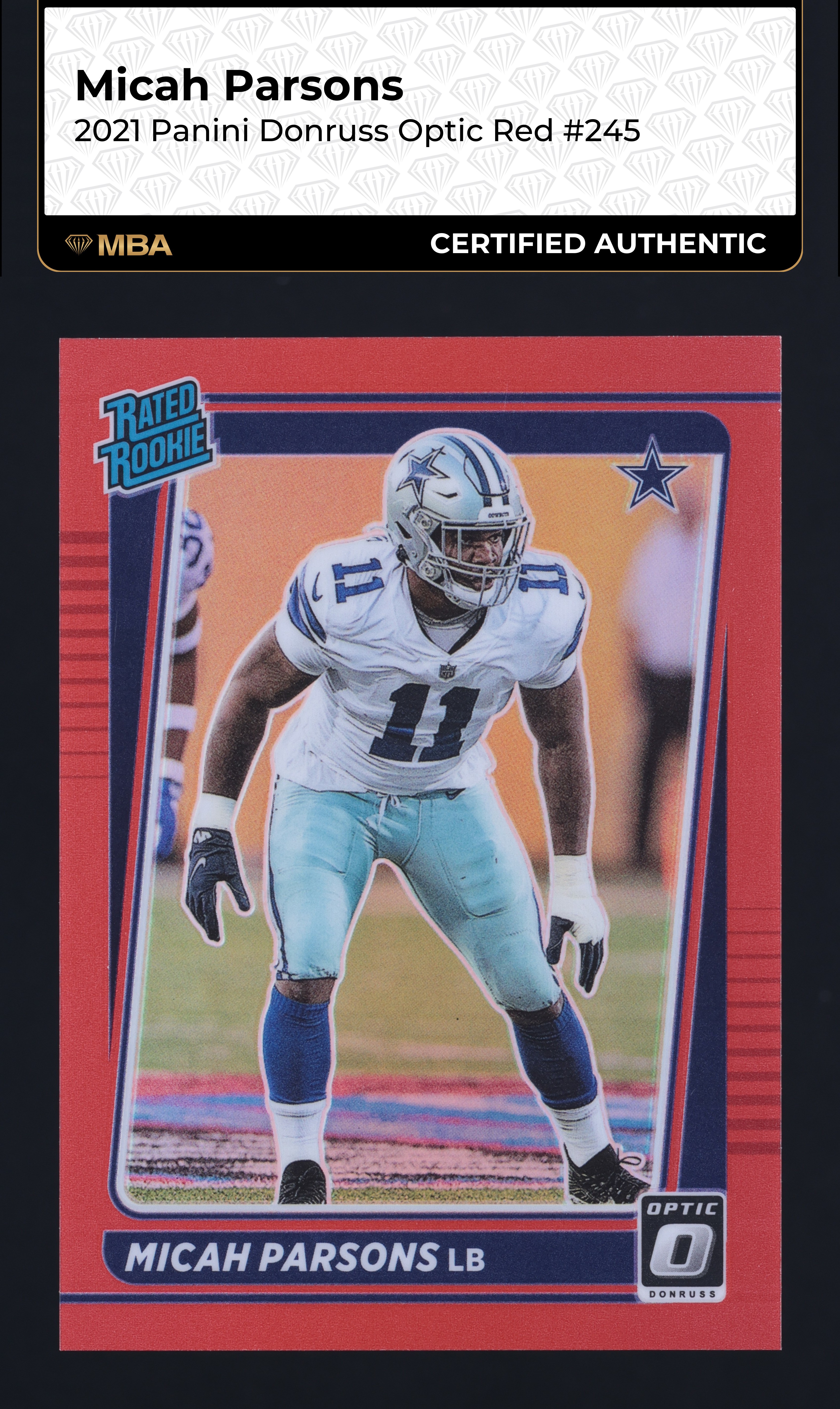 2021 Donruss Optic Red Micah Parsons ROOKIE /99 #245 MBA AUTH