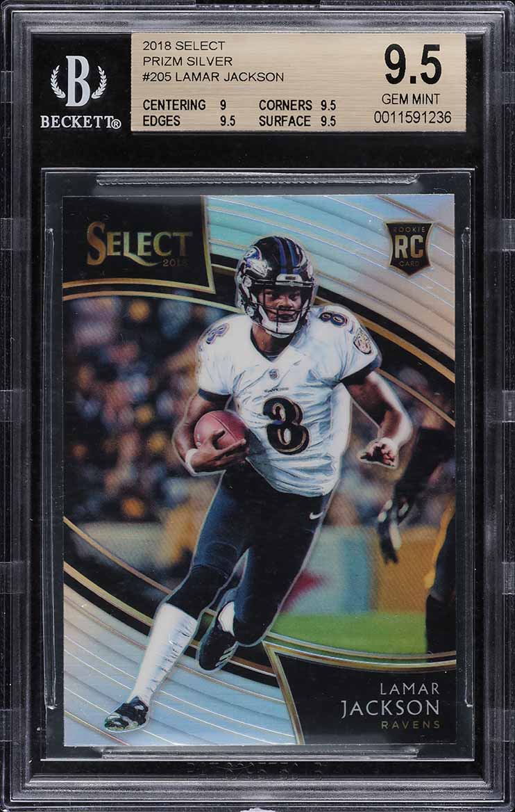 2018 Select Field Level Silver Prizm Lamar Jackson ROOKIE #205 BGS 9.5 GEM MINT