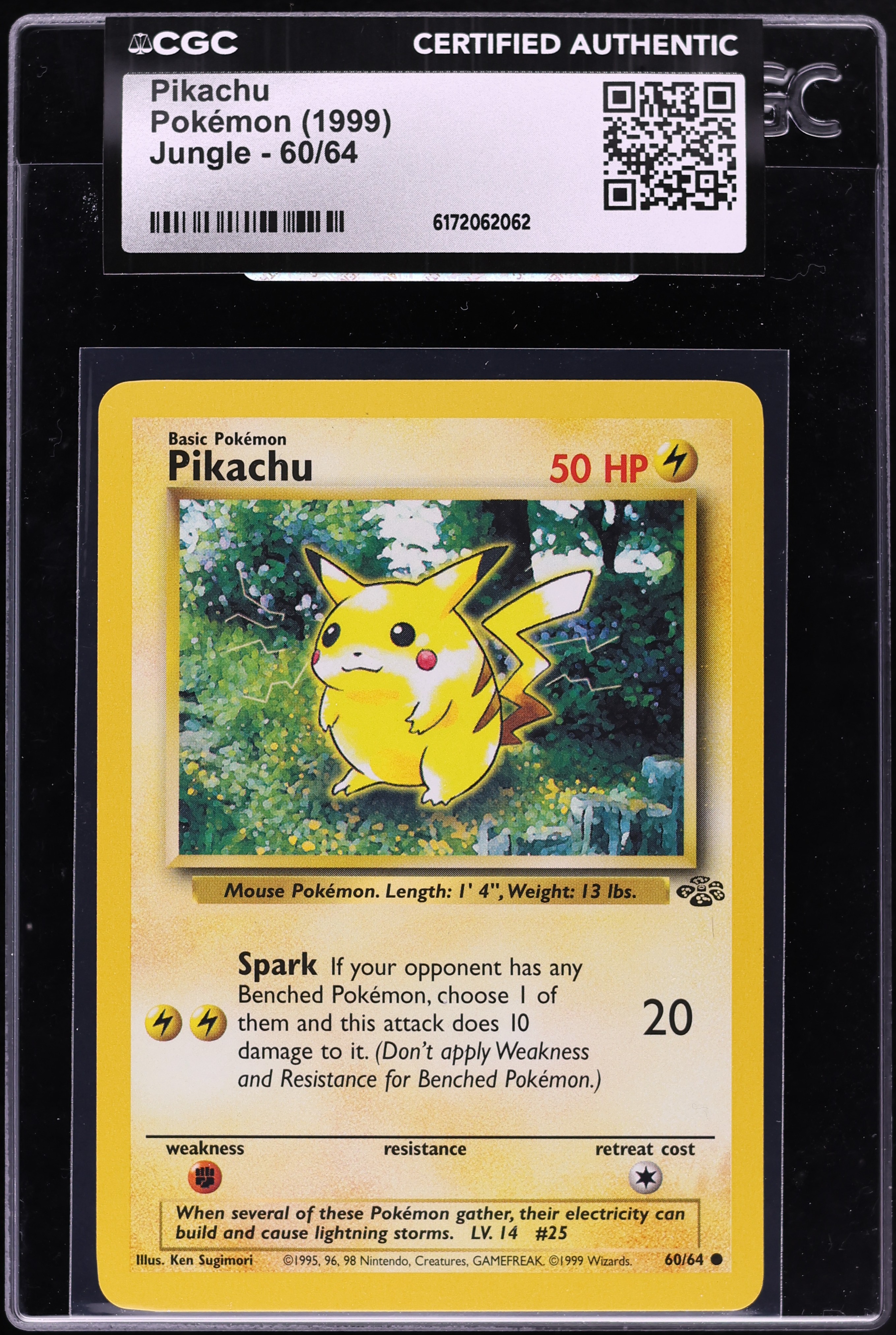 1999 Pokemon Jungle Pikachu #60 CGC AUTH