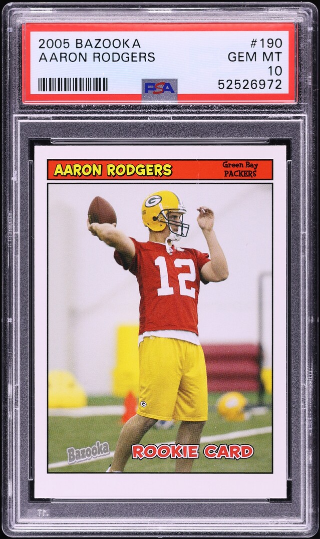 2005 Bazooka Football Aaron Rodgers ROOKIE #190 PSA 10 GEM MINT