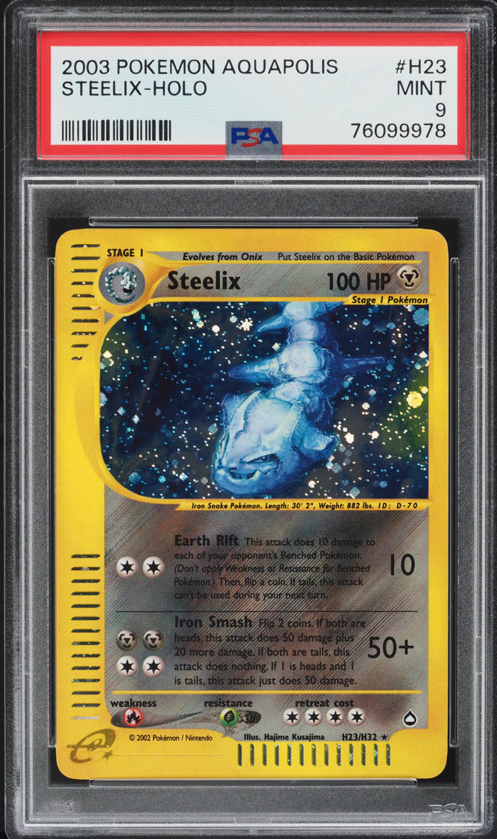 2003 Pokemon Aquapolis Holo Steelix #H23 PSA 9 MINT