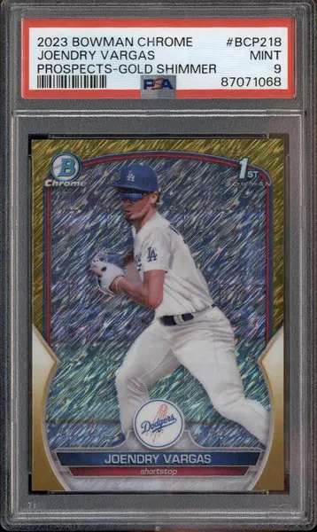 2023 Bowman Chrome Prospects Gold Shimmer #BCP218 Joendry Vargas RC /50 PSA 9