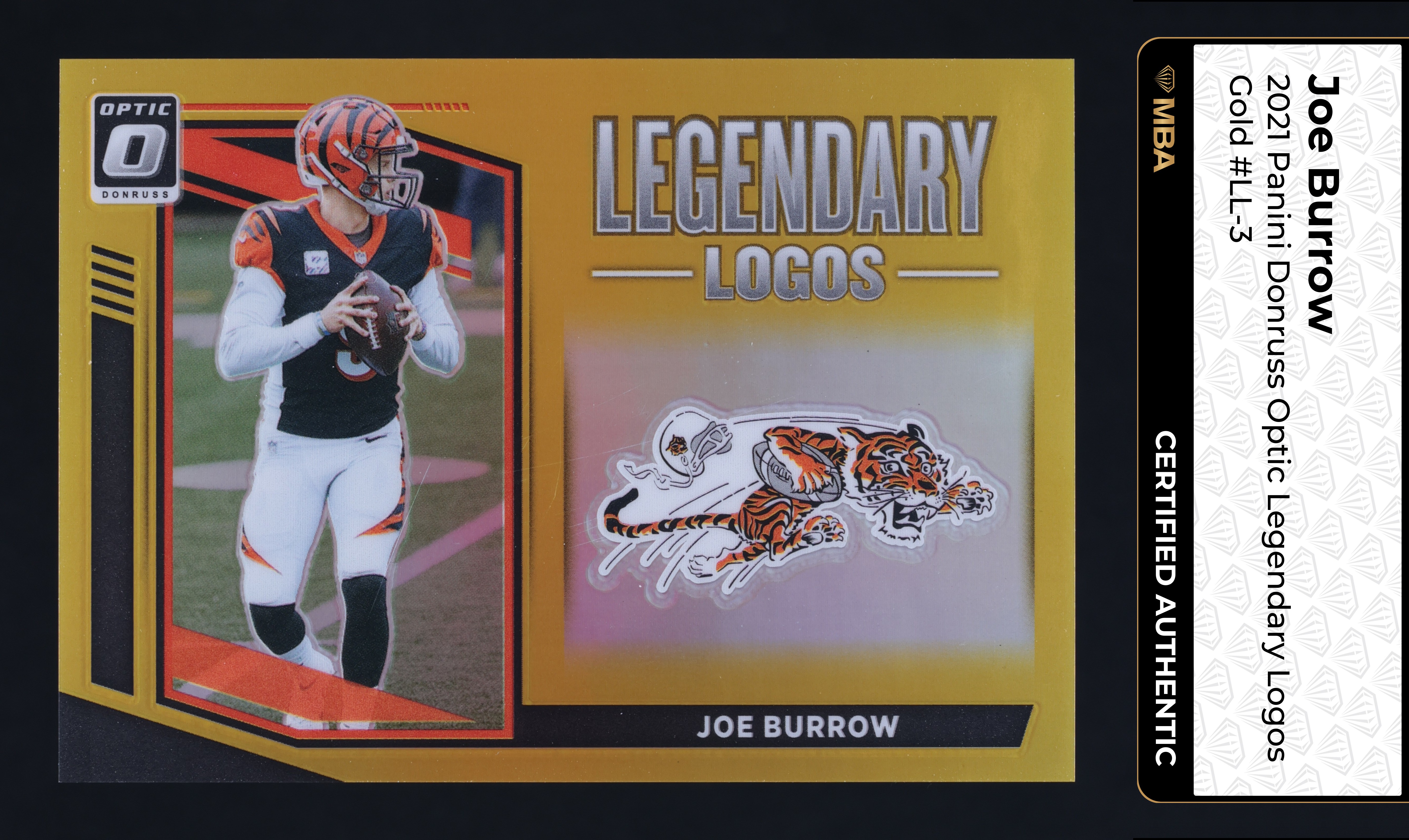 2021 Donruss Optic Legendary Logos Gold Joe Burrow /10 #LL-3 MBA AUTH