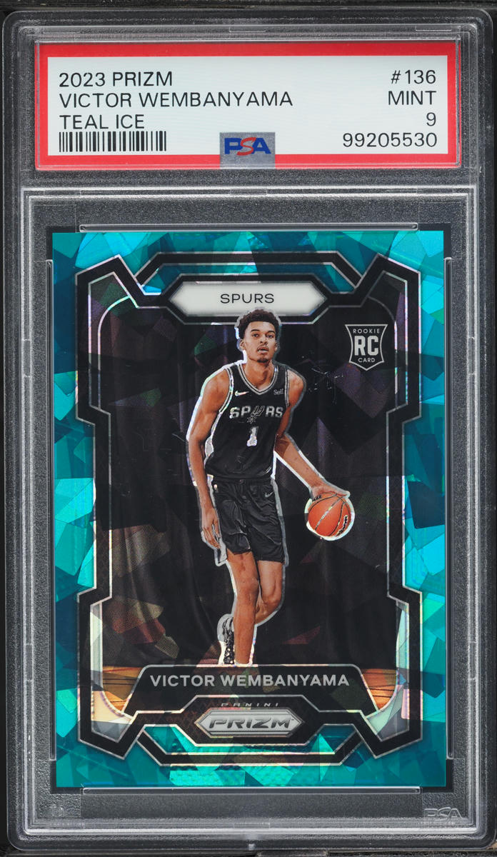 2023 Panini Prizm Teal Ice Victor Wembanyama ROOKIE /225 #136 PSA 9 MINT