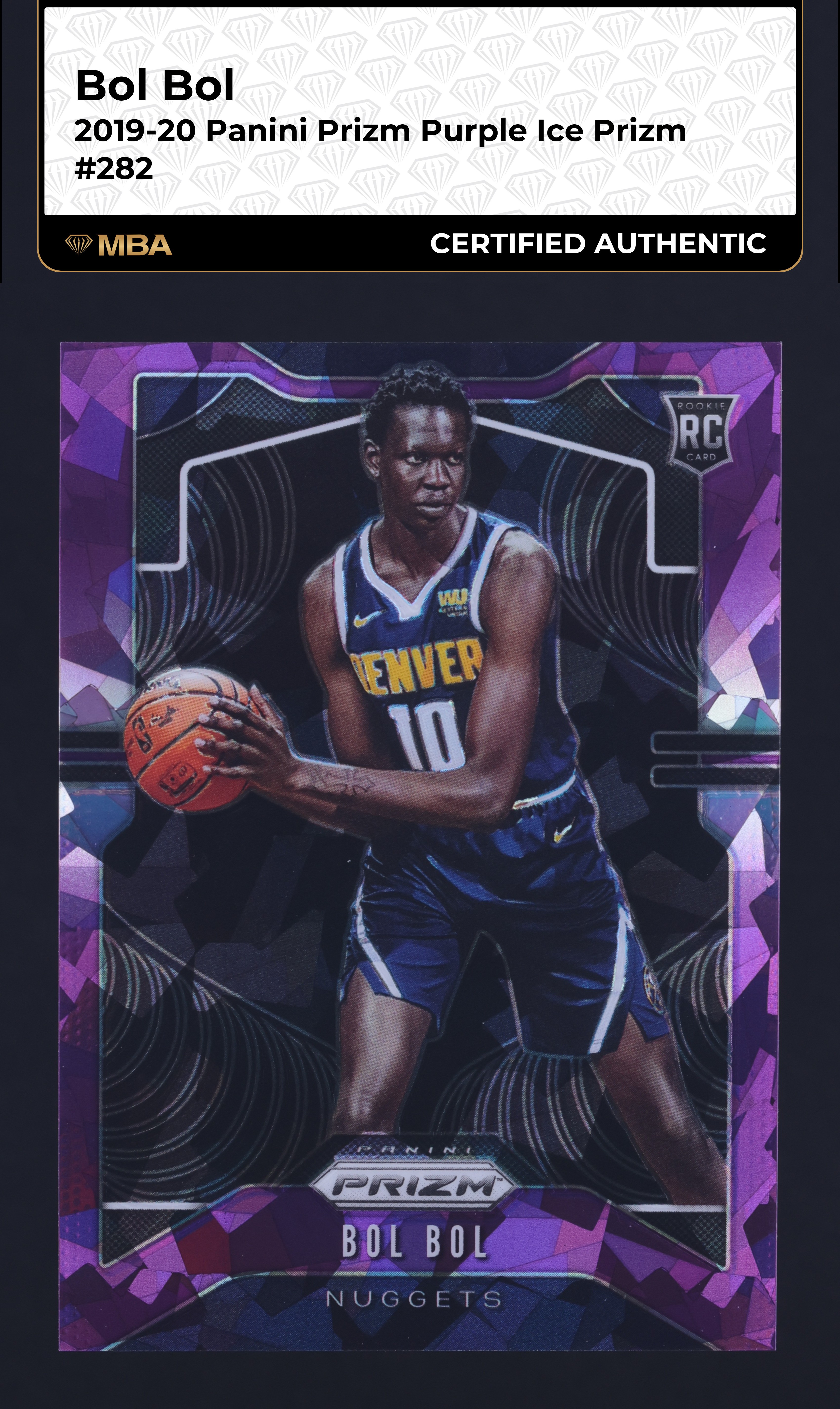 2019 Panini Prizm Purple Ice Bol Bol ROOKIE /149 #282 MBA AUTH