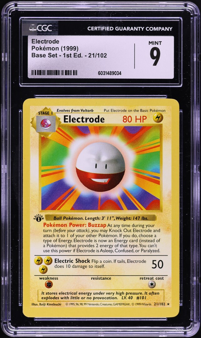 1999 Pokemon Base Set Shadowless 1st Edition Electrode #21 CGC 9 MINT