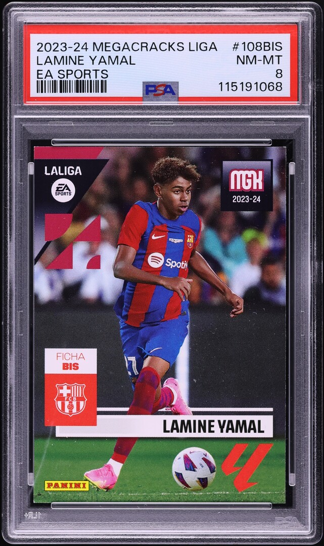 2023 Panini Megacracks La Liga EA Sports Lamine Yamal ROOKIE #108BIS PSA 8 NM-MT