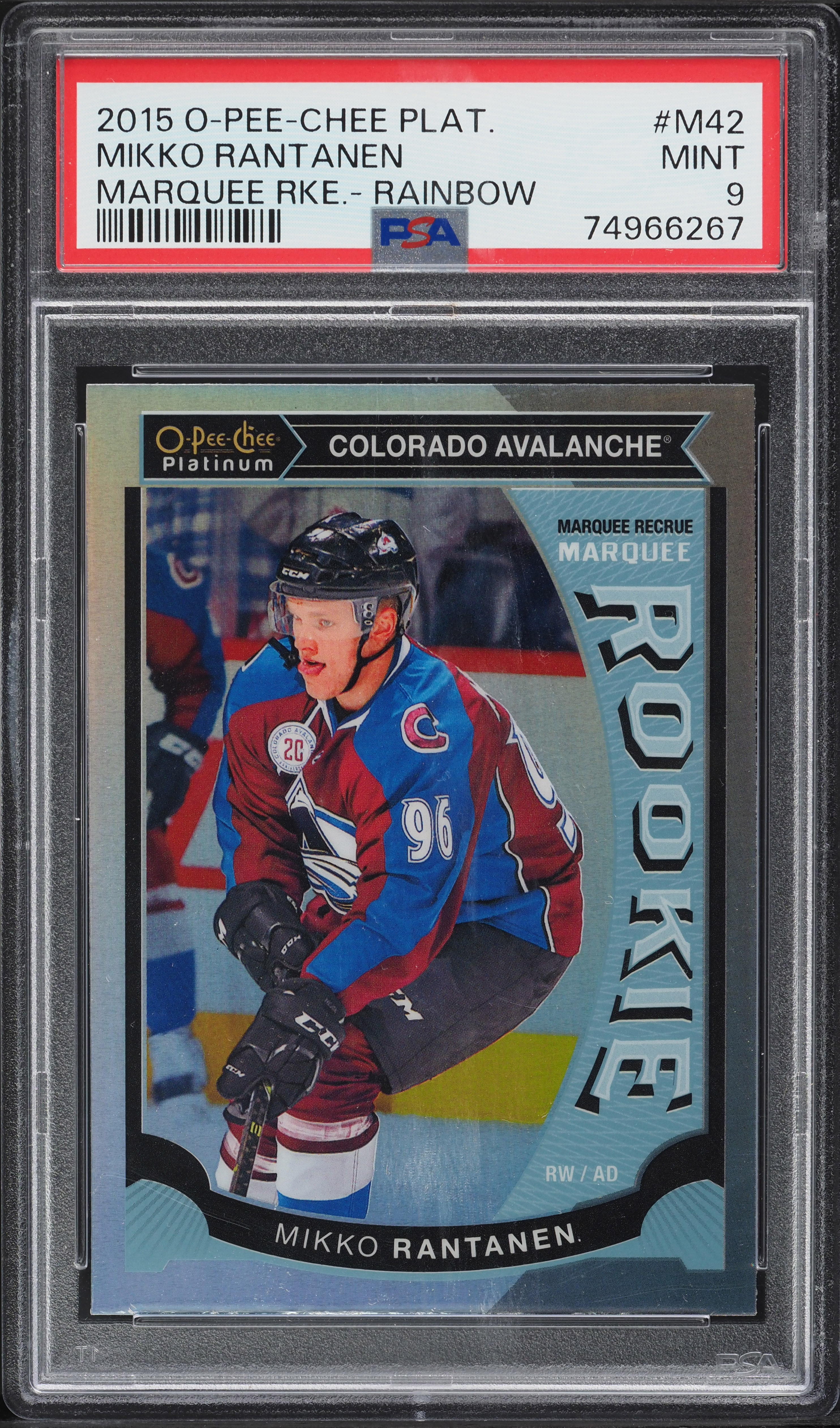 2015 O-Pee-Chee Platinum Marquee Rainbow Mikko Rantanen ROOKIE #M42 PSA 9 MINT