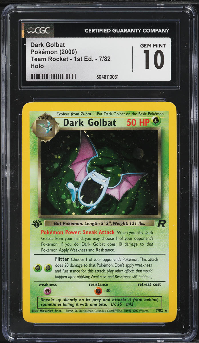 2000 Pokemon Team Rocket 1st Edition Holo Dark Golbat #7 CGC 10 GEM MINT