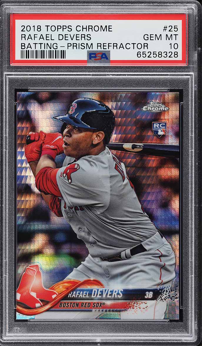 2018 Topps Chrome Batting Prism Refractor Rafael Devers ROOKIE #25 PSA 10 GEM
