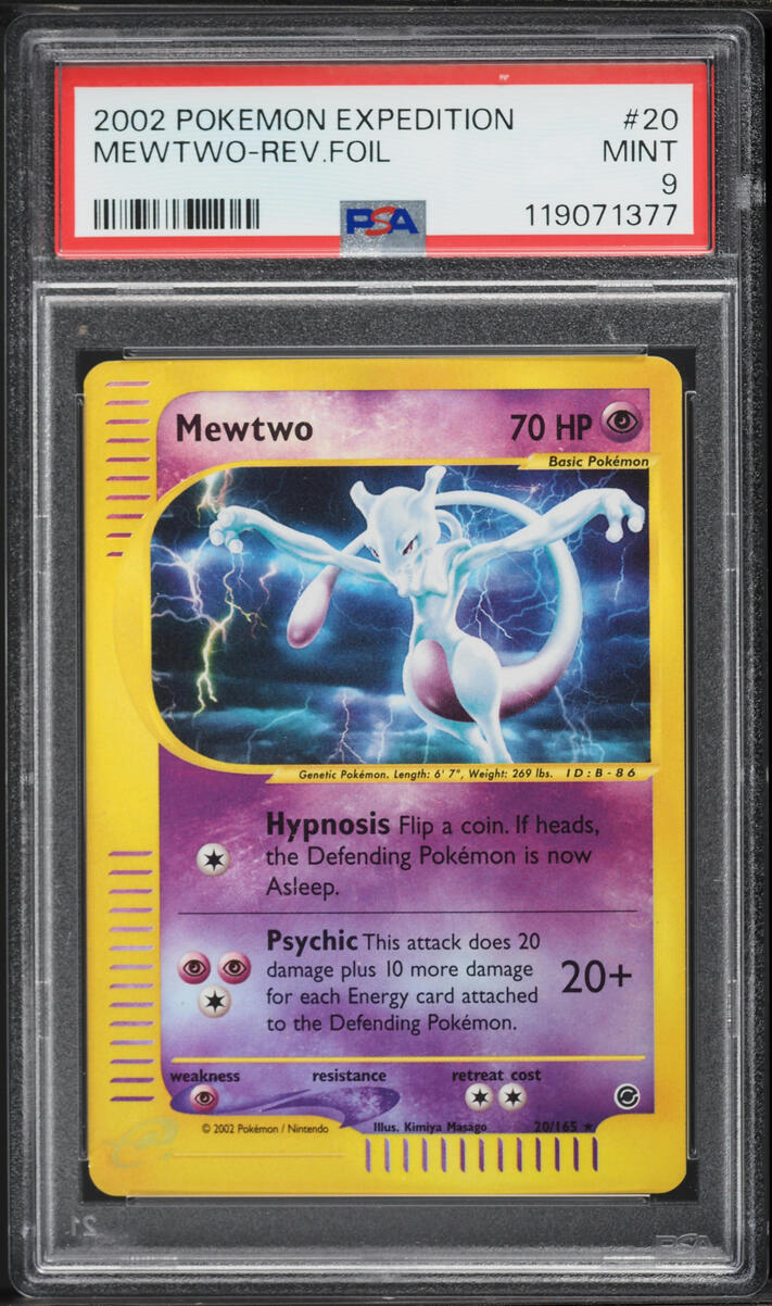 2002 Pokemon Expedition Reverse Holo Mewtwo #20 PSA 9 MINT