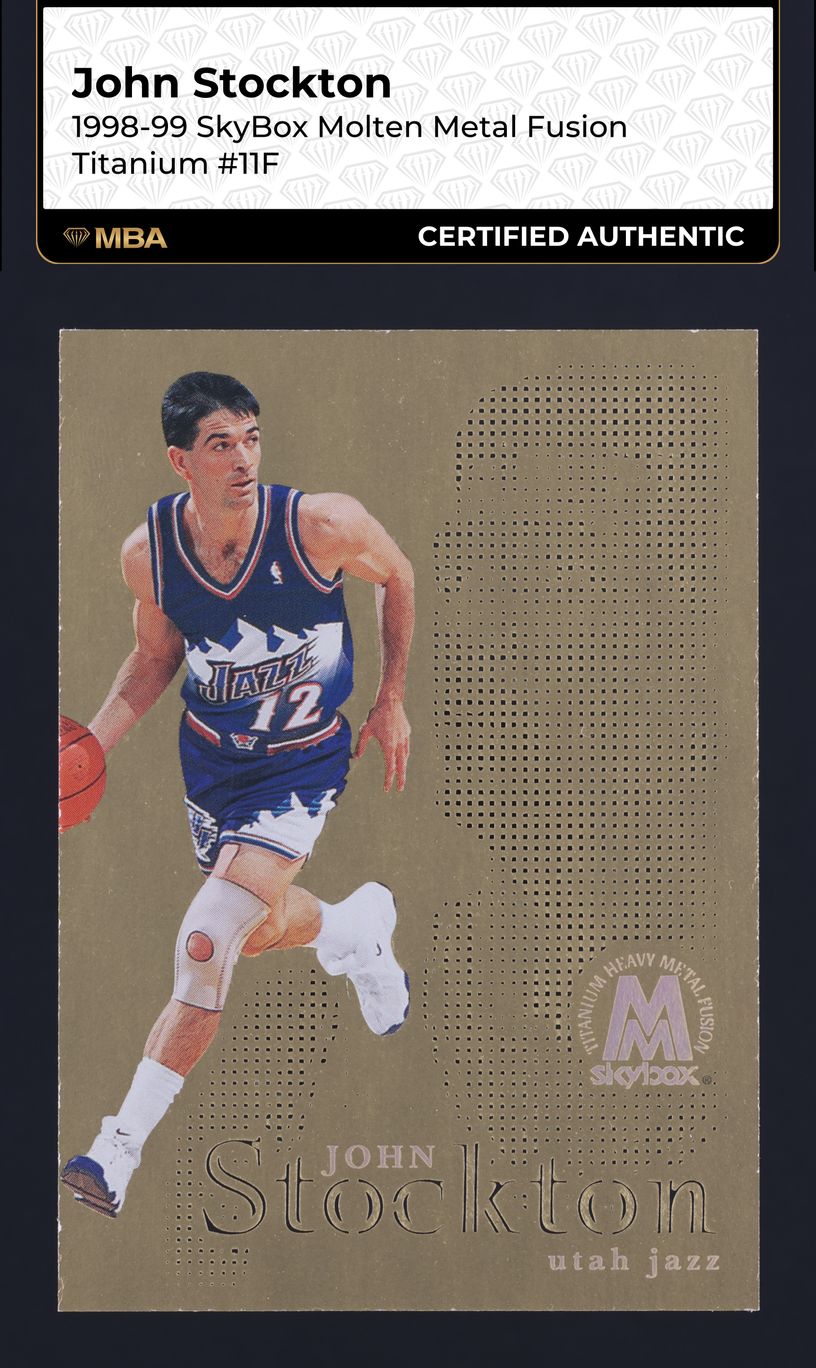1998 Skybox Molten Metal Fusion Titanium John Stockton #11F MBA AUTH