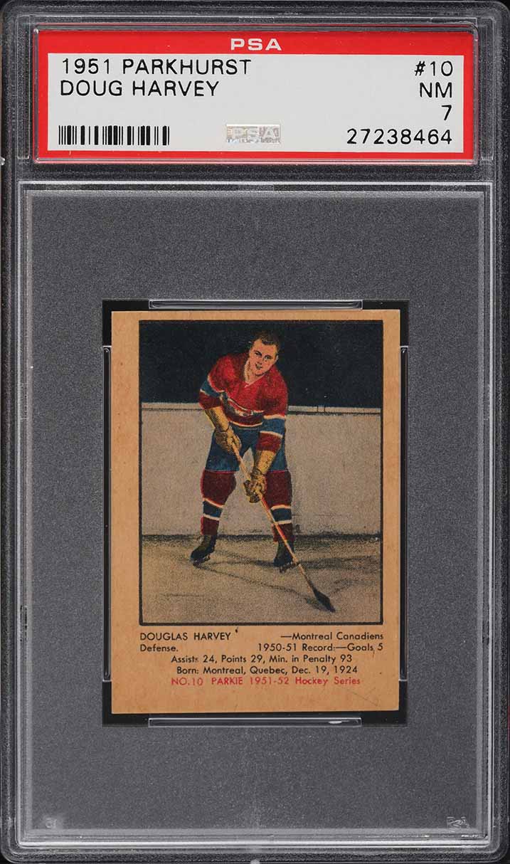 1951 Parkhurst Doug Harvey ROOKIE #10 PSA 7 NRMT