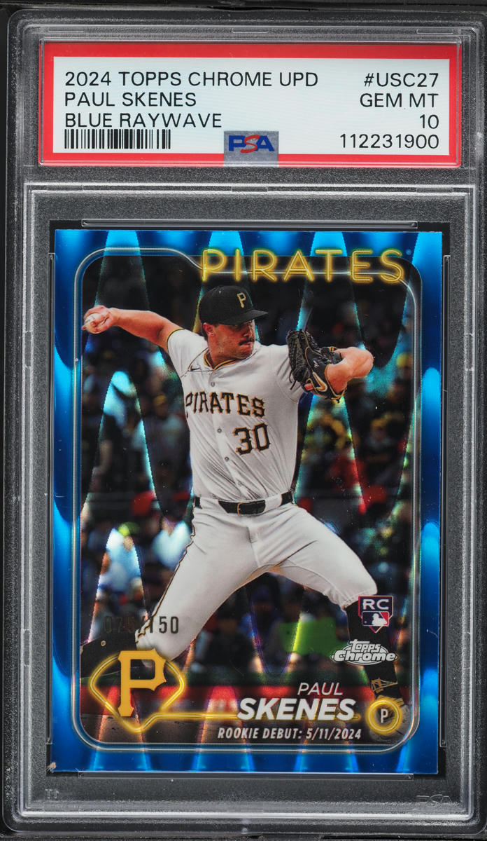 2024 Topps Chrome Update Blue Raywave Paul Skenes ROOKIE /150 #USC27 PSA 10 GEM