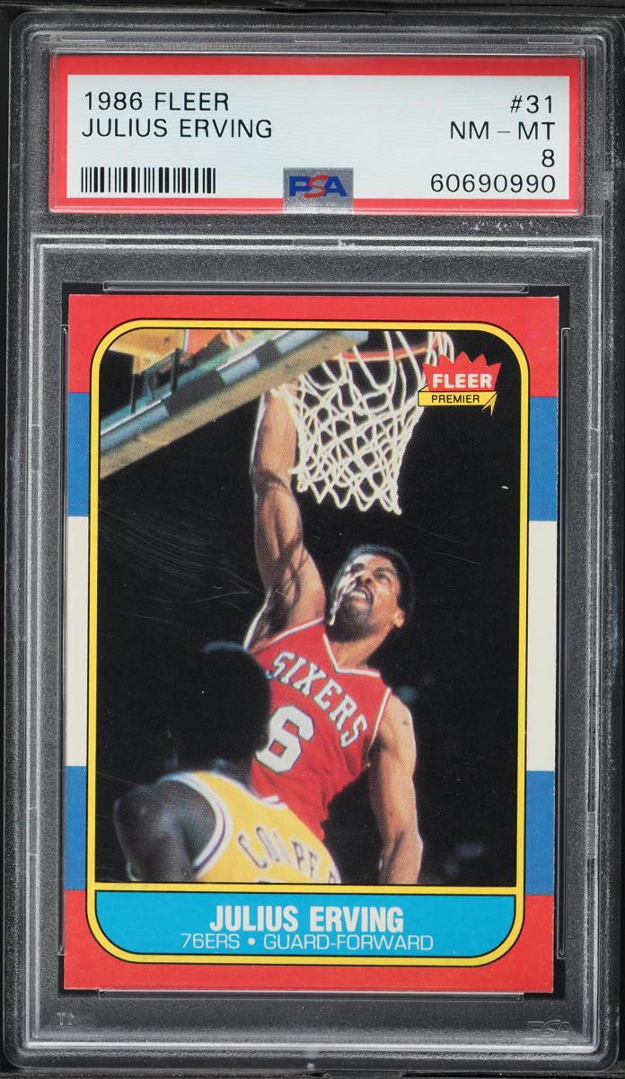 1986 Fleer Basketball Julius Erving #31 PSA 8 NM-MT