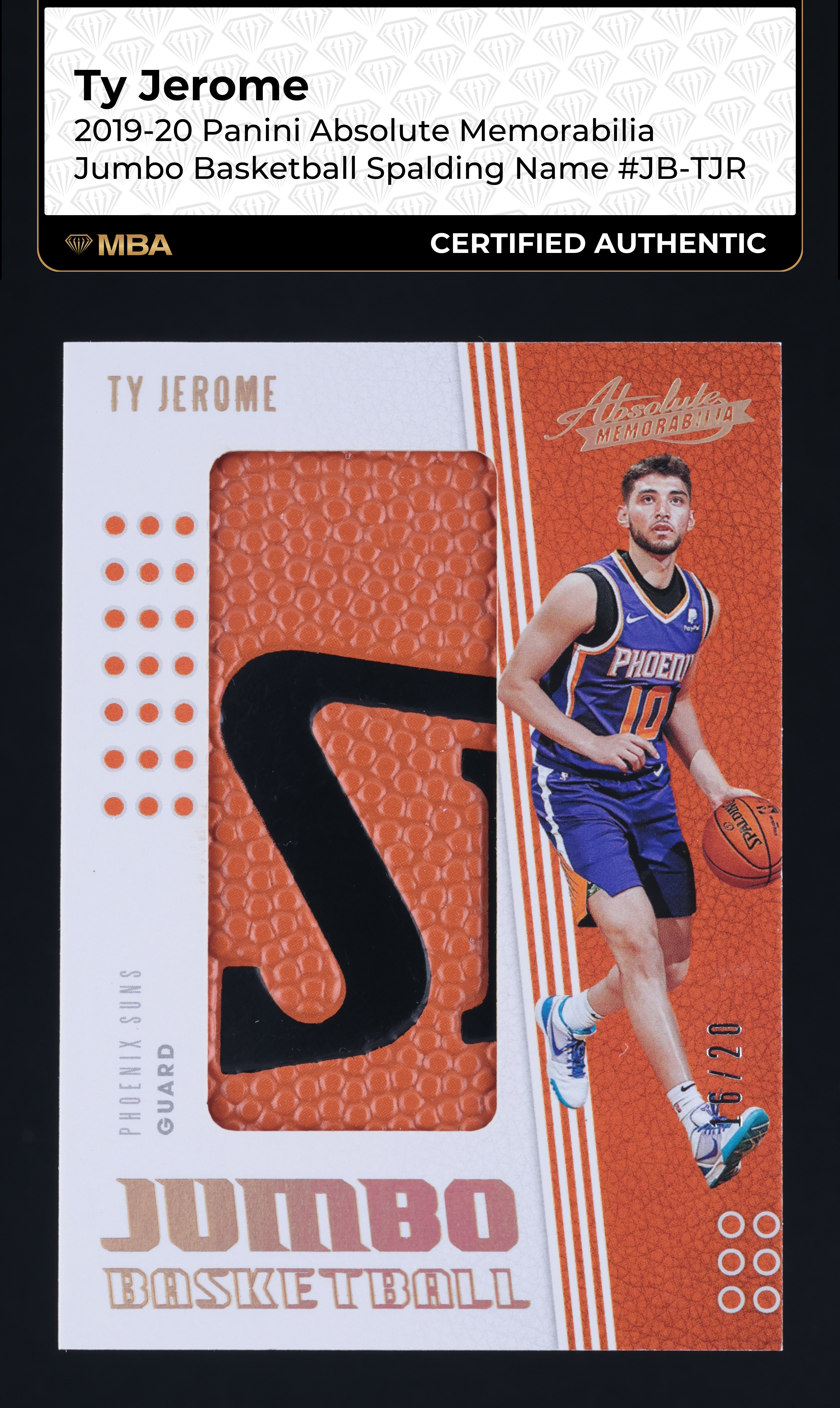 2019 Absolute Jumbo Basketball Spalding Name Ty Jerome ROOKIE PATCH /20 MBA AUTH