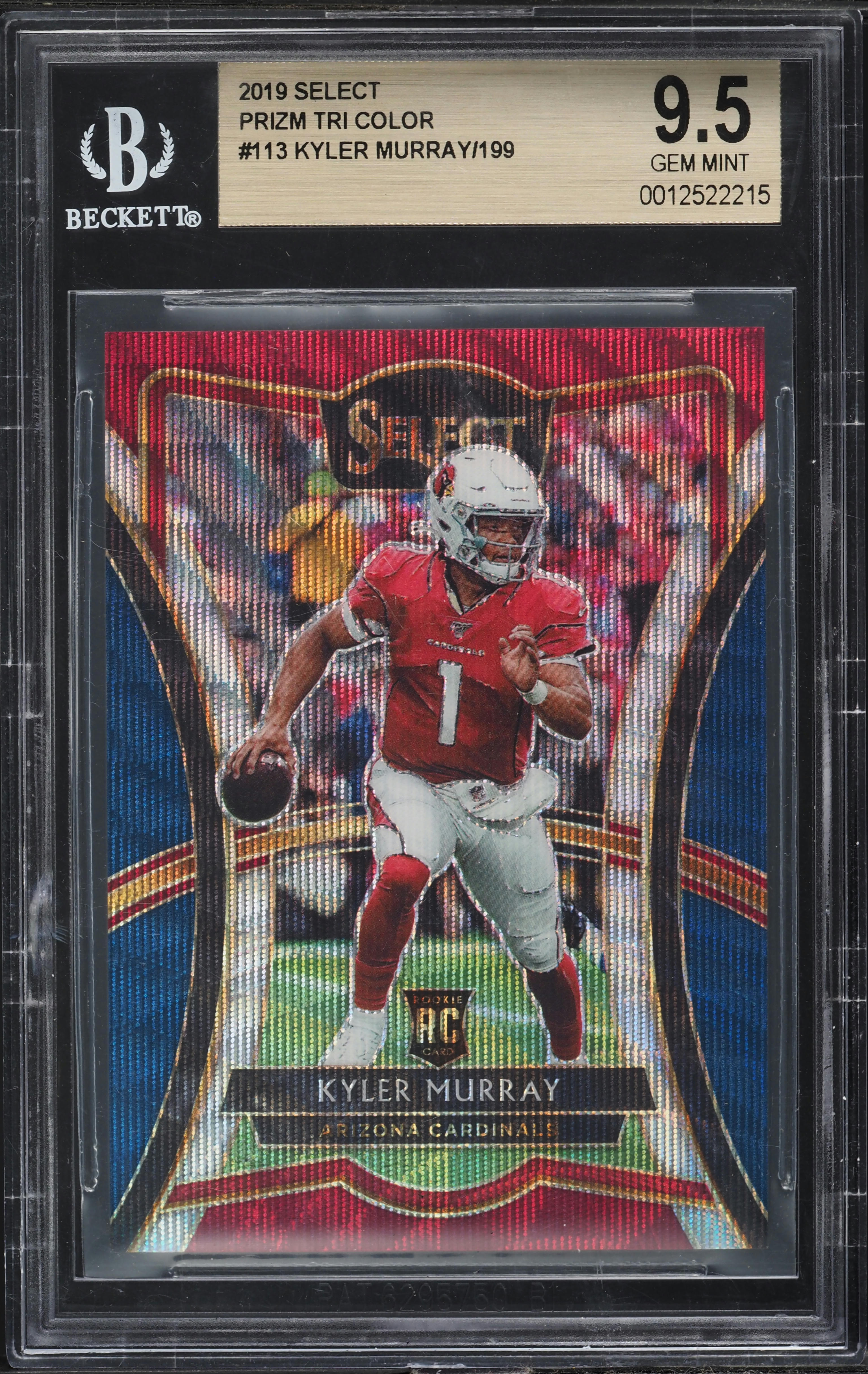 2019 Select Tri Color Prizm Kyler Murray ROOKIE /199 #113 BGS 9.5 GEM MINT