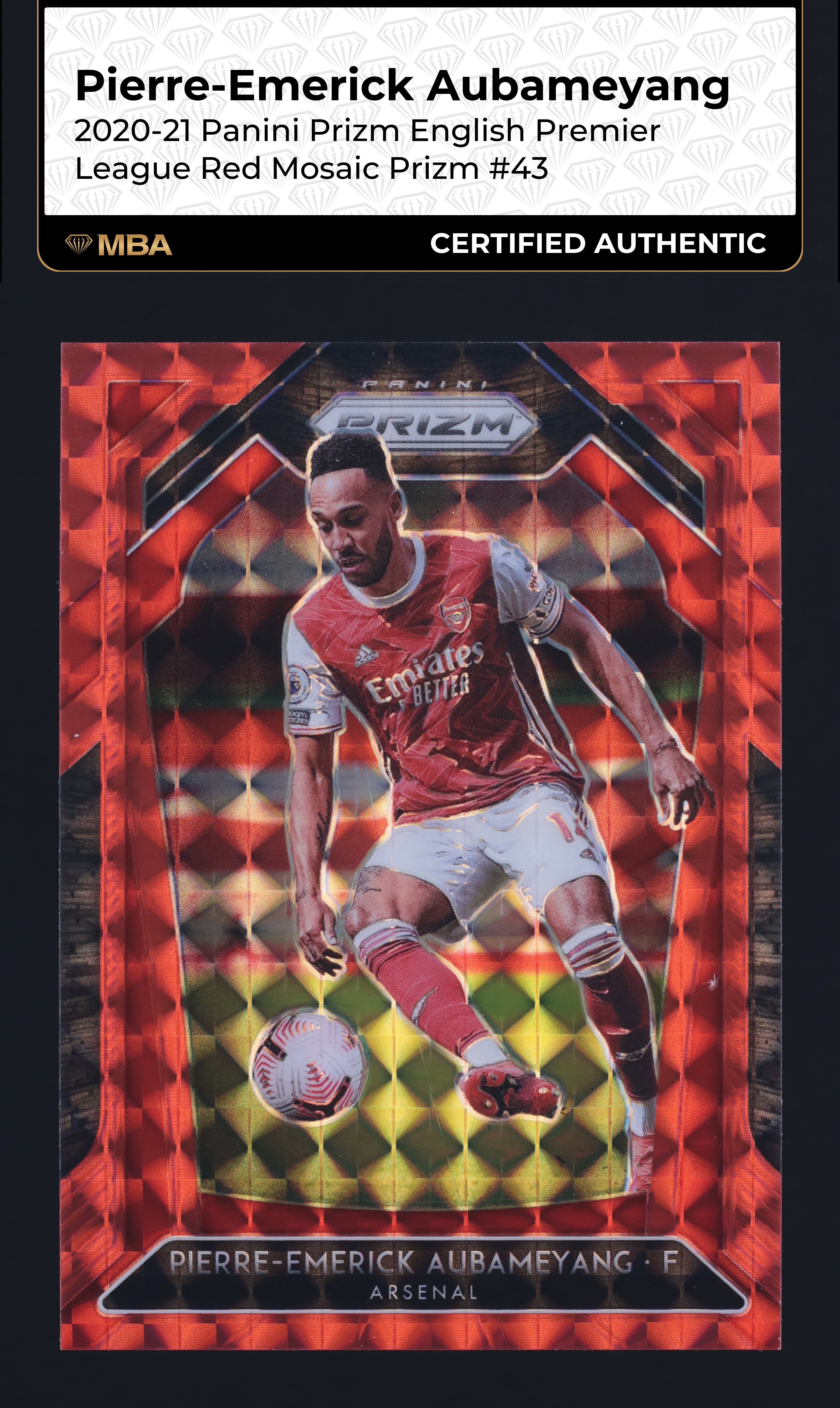 2020 Panini Prizm Premier Red Mosaic Pierre-Emerick Aubameyang /159 #43 MBA AUTH