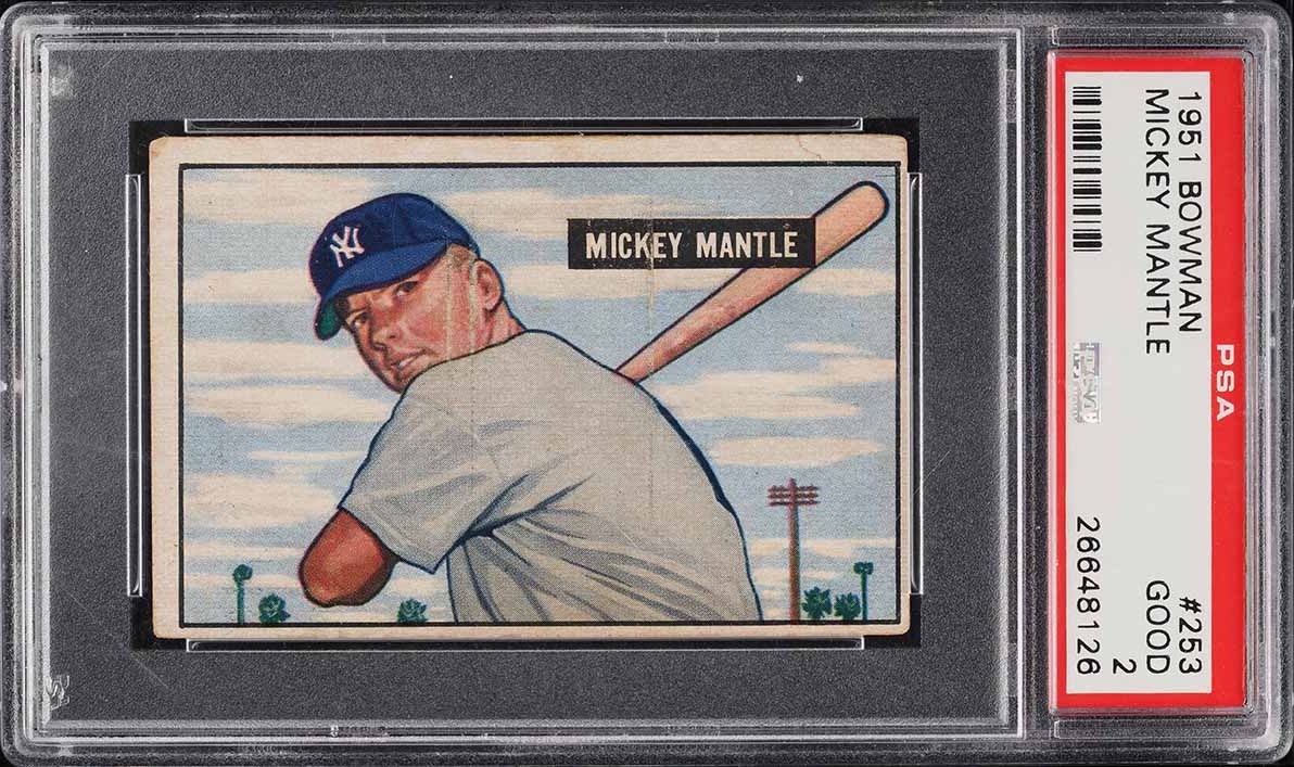 1951 Bowman Mickey Mantle ROOKIE #253 PSA 2 GD