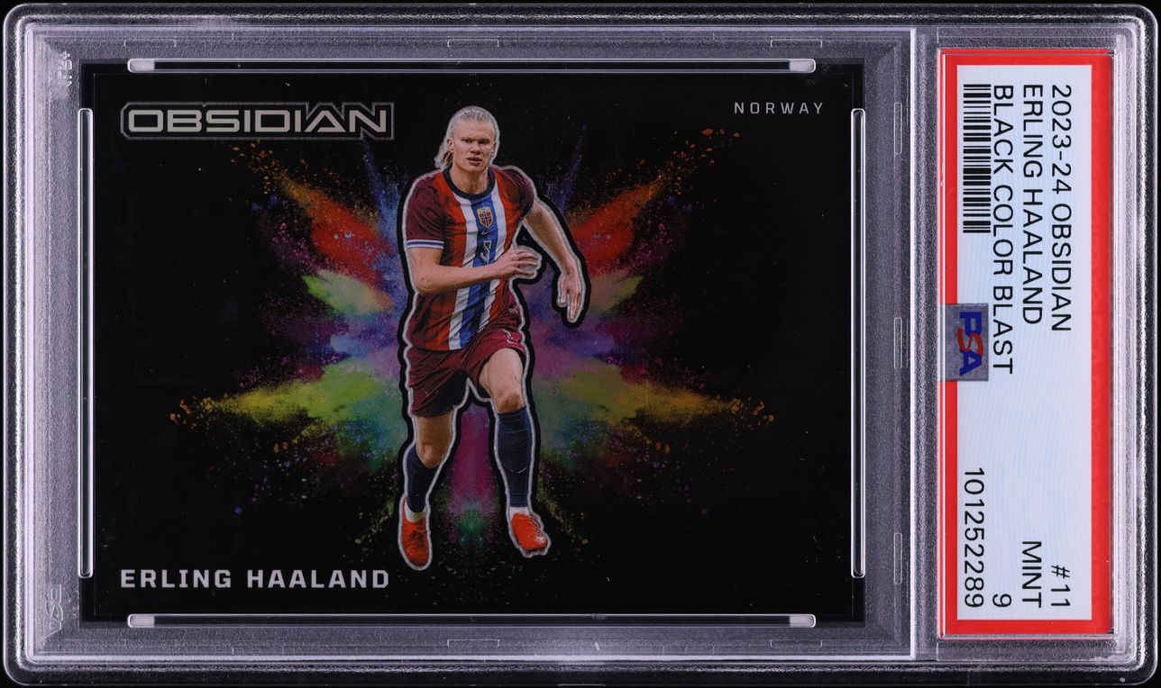 2023 Panini Obsidian Black Colorblast Erling Haaland #11 PSA 9 MINT