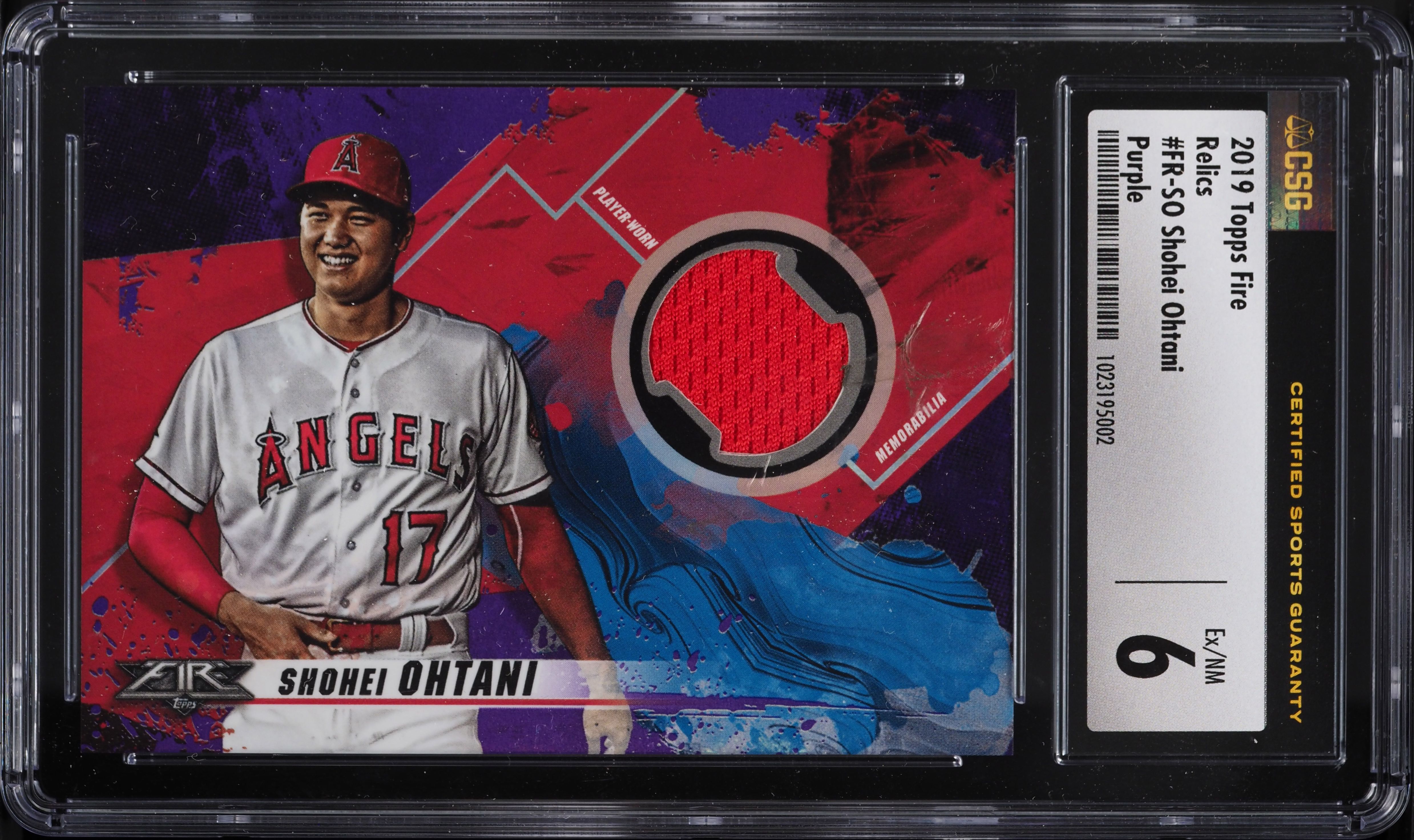 2019 Topps Fire Relics Purple Shohei Ohtani PATCH /50 #FR-SO CSG 6 EXMT