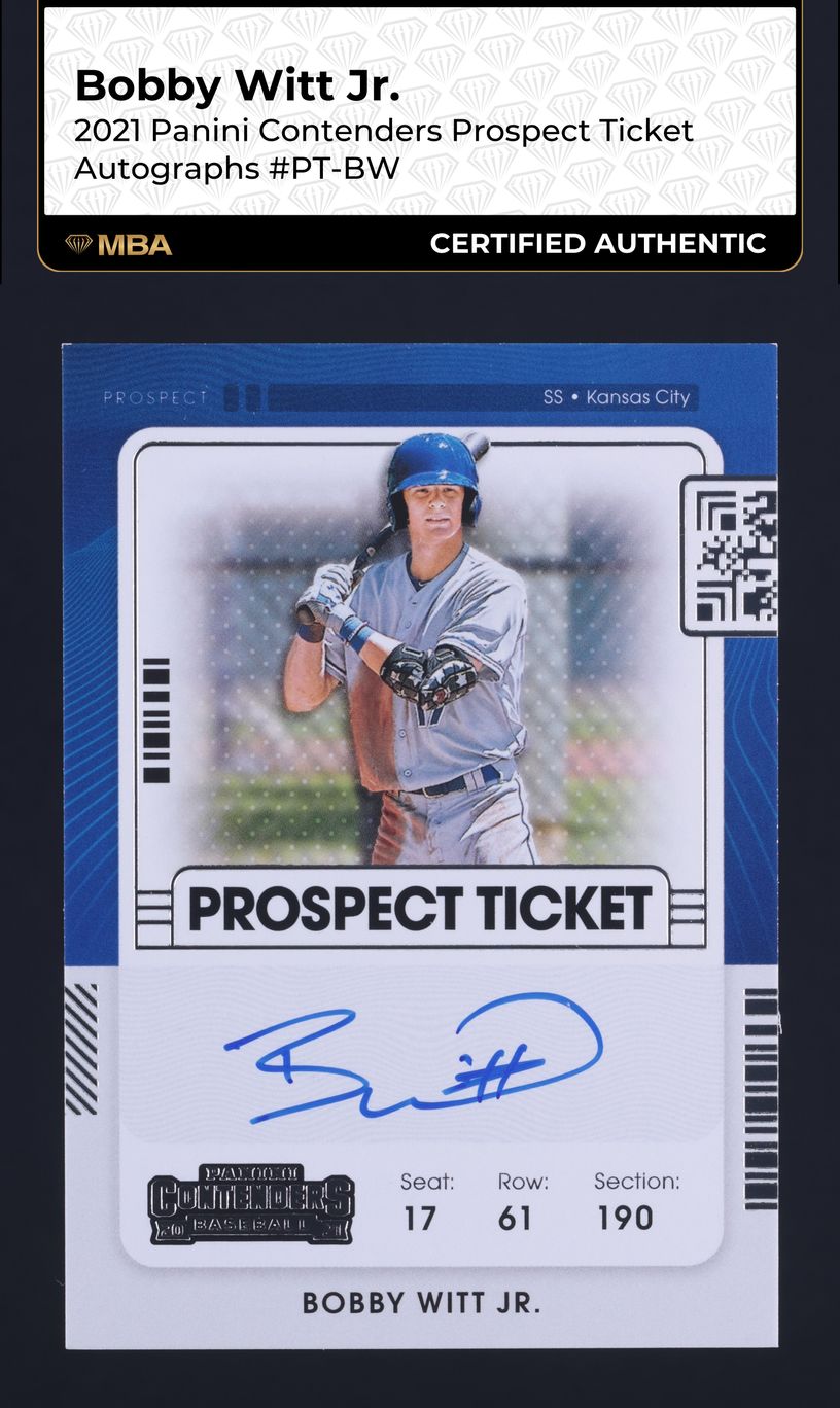Bobby Witt Jr. #PT-BW 2021 Panini Contenders Baseball Prospect Autographs