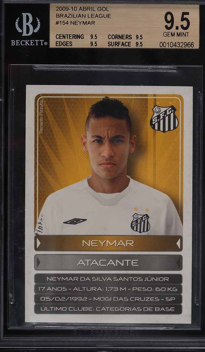 2009 Abril Gol Brazilian League Neymar ROOKIE #154 BGS 9.5 GEM MINT