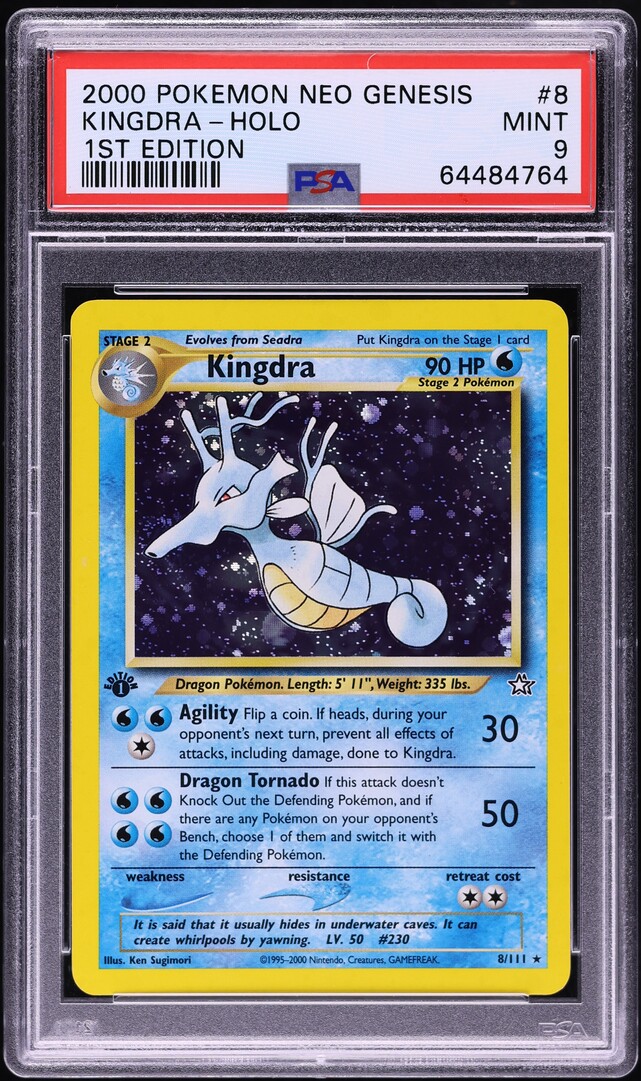 2000 Pokemon Neo Genesis 1st Edition Holo Kingdra #8 PSA 9 MINT