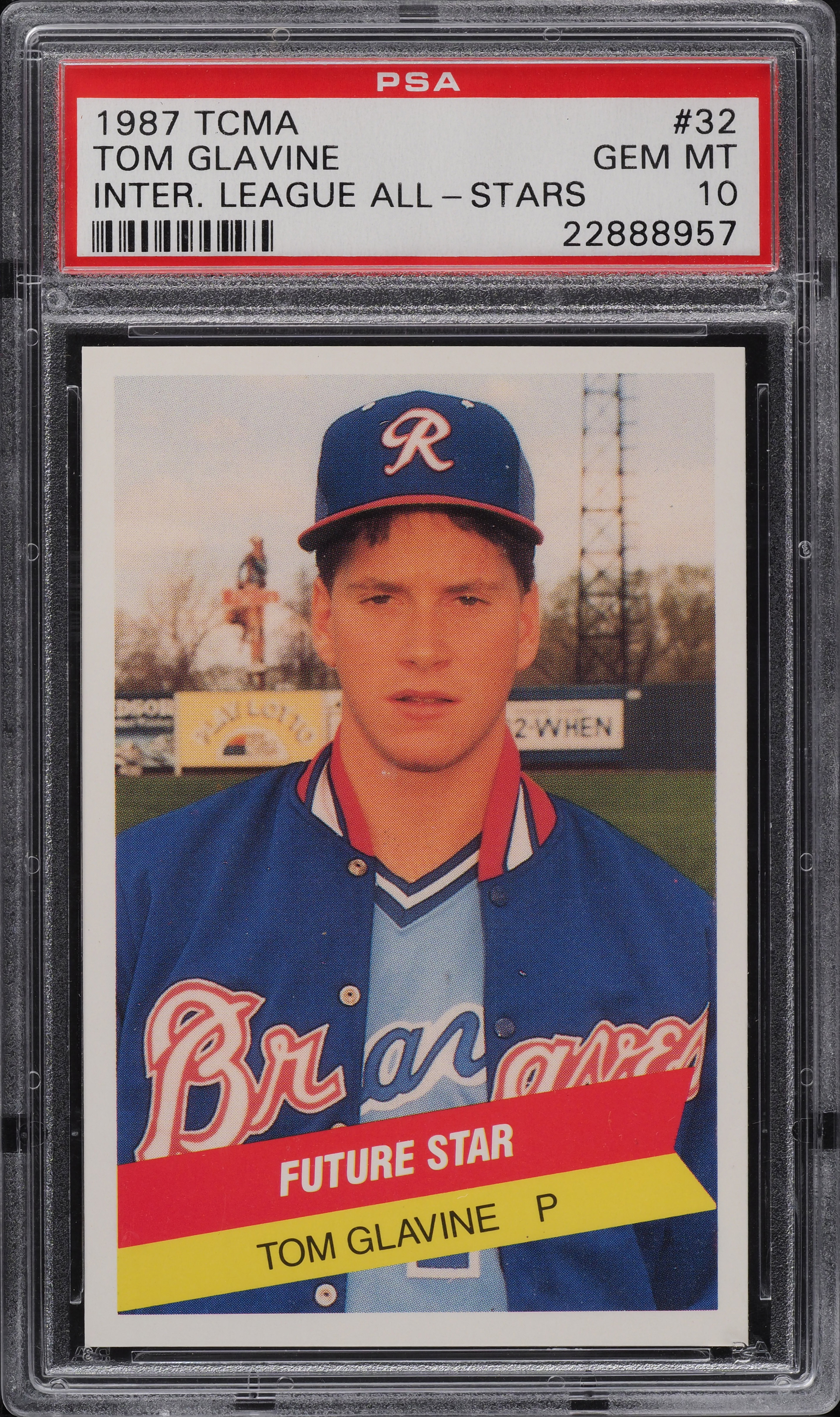 1987 TCMA International League All-Star Tom Glavine ROOKIE RC #32 PSA 10