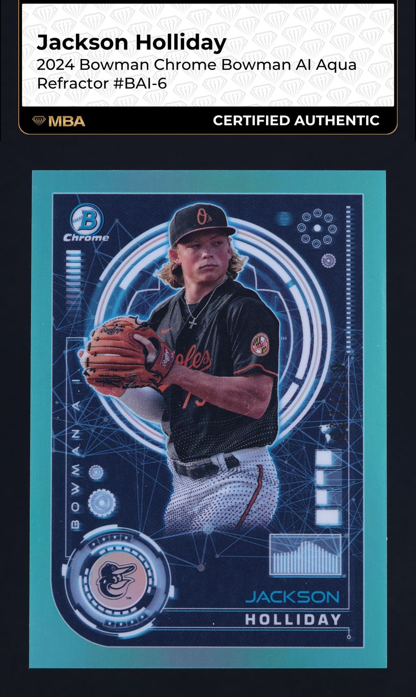2024 Bowman Chrome AI Aqua Refractor Jackson Holliday PROSPECT /125 #BAI-6 MBA AUTH