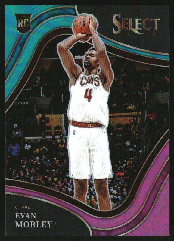 2021-22 Panini Select Teal White Pink Prizms #272 Evan Mobley RC Courtside /49