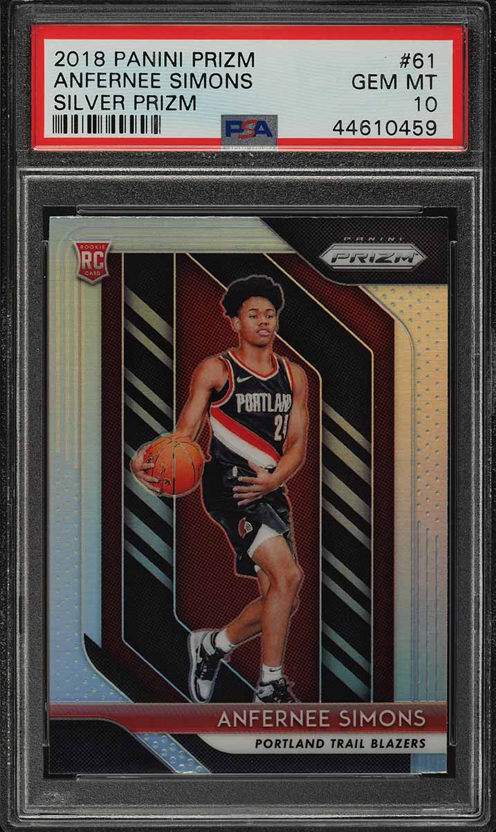 2018 Panini Prizm Silver Prizms Anfernee Simons ROOKIE RC #61 PSA 10 GEM MINT