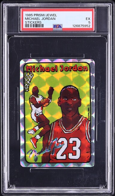 1985 Prism Jewel Stickers Michael Jordan ROOKIE PSA 5 EX