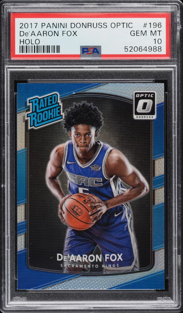 2017 Donruss Optic Holo De'Aaron Fox ROOKIE #196 PSA 10 GEM MINT