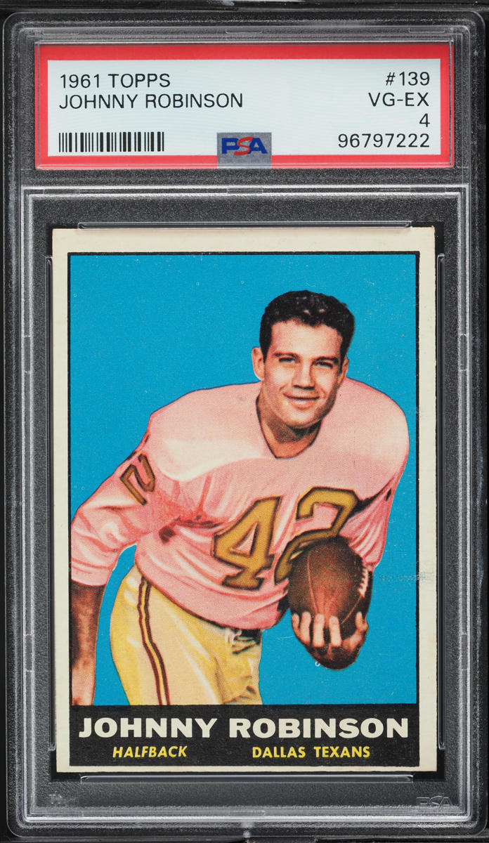 1961 Topps Football Johnny Robinson ROOKIE #139 PSA 4 VGEX