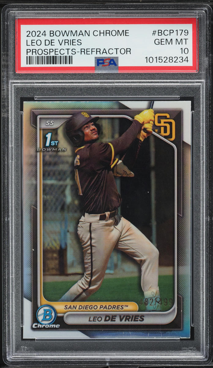 2024 Bowman Chrome Refractor Leo De Vries PROSPECT /499 #BCP-179 PSA 10 GEM MINT