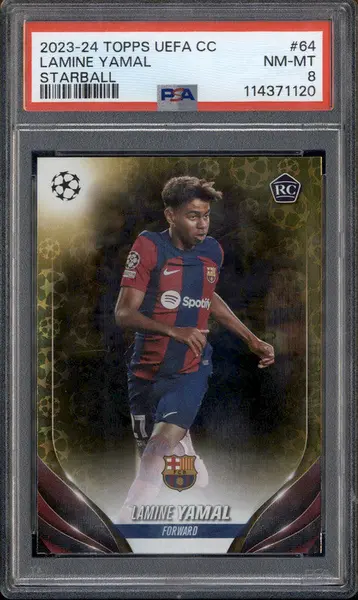 2023-24 Topps UEFA Club Competitions Starball Foil #64 Lamine Yamal PSA 8