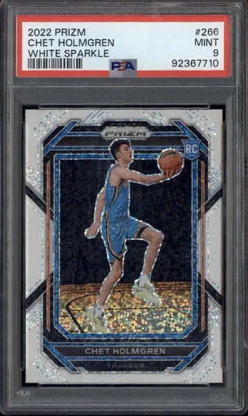 2022 Panini Prizm White Sparkle #266 Chet Holmgren RC Rookie PSA 9