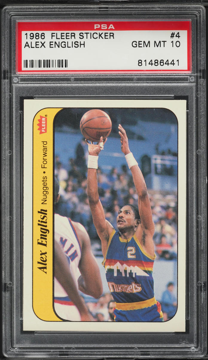 1986 Fleer Sticker Alex English #4 PSA 10 GEM MINT