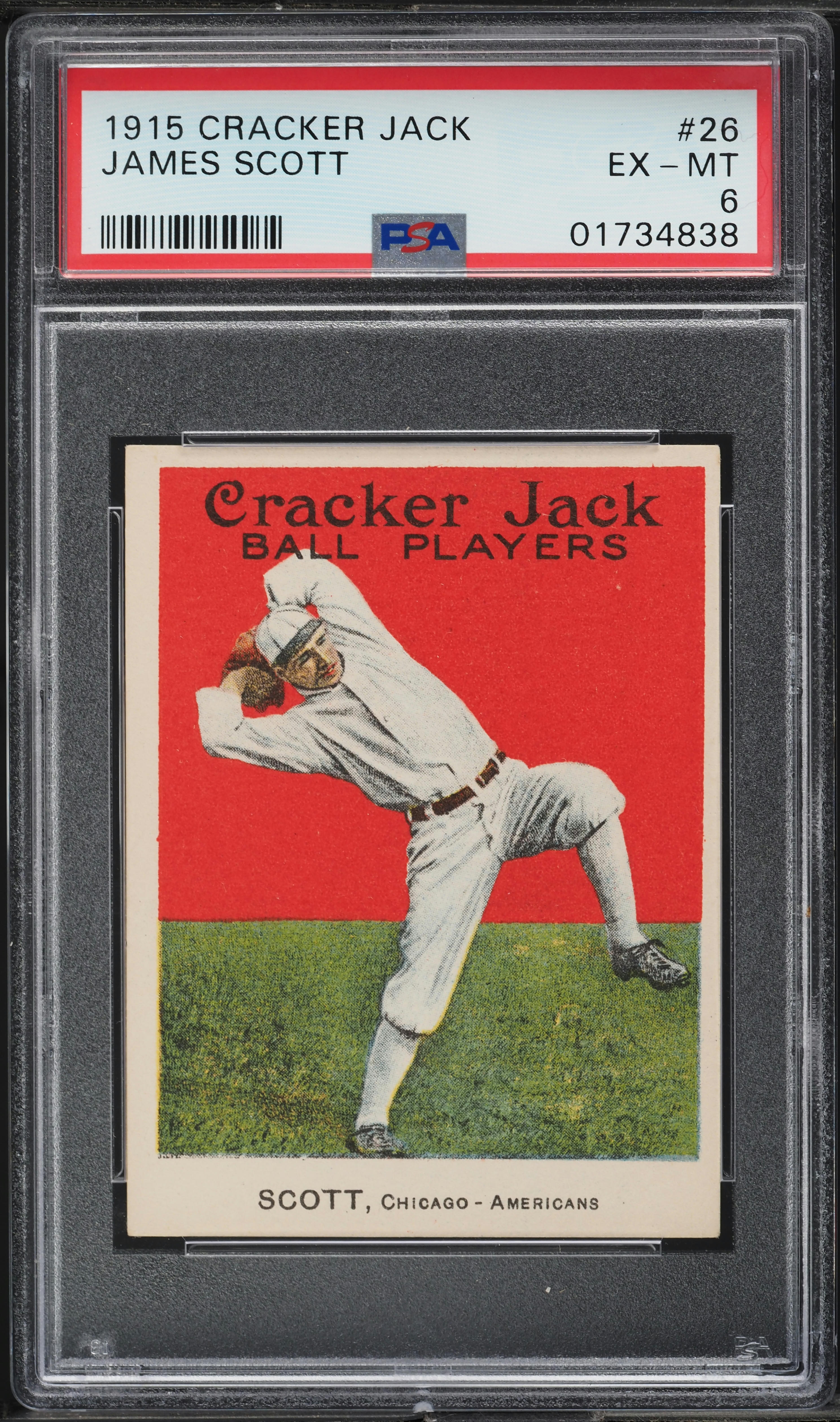 1915 Cracker Jack James Scott #26 PSA 6 EXMT