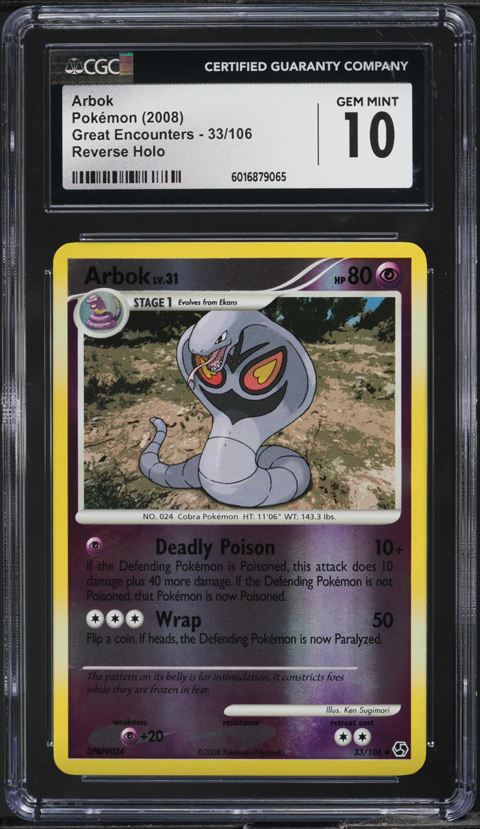 2008 Pokemon DP Great Encounters Reverse Holo Arbok #33 CGC 10 GEM MINT