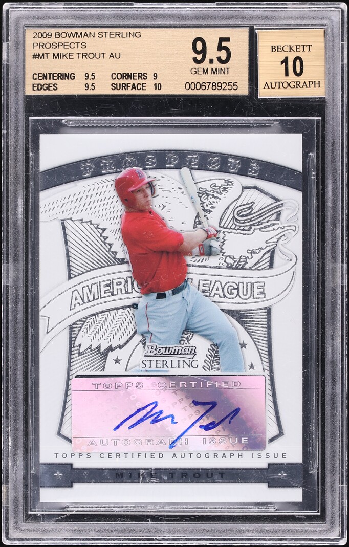 2009 Bowman Sterling Mike Trout PROSPECT AUTO #BSP-MT BGS 9.5 GEM MINT