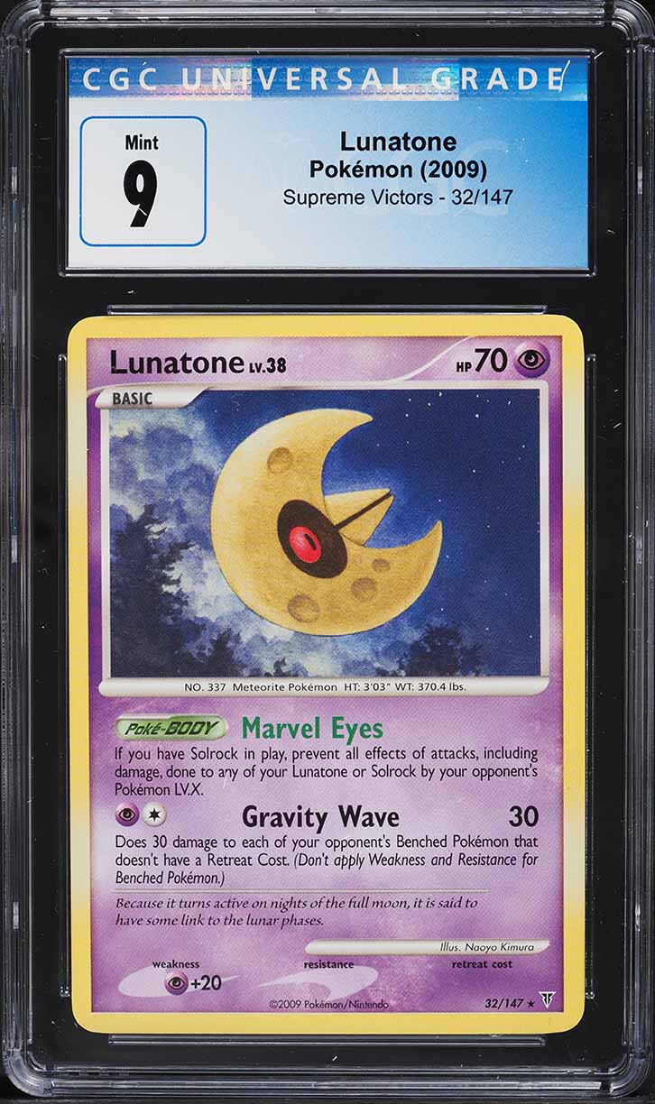 2009 Pokemon Platinum Supreme Victors Lunatone #32 CGC 9 MINT