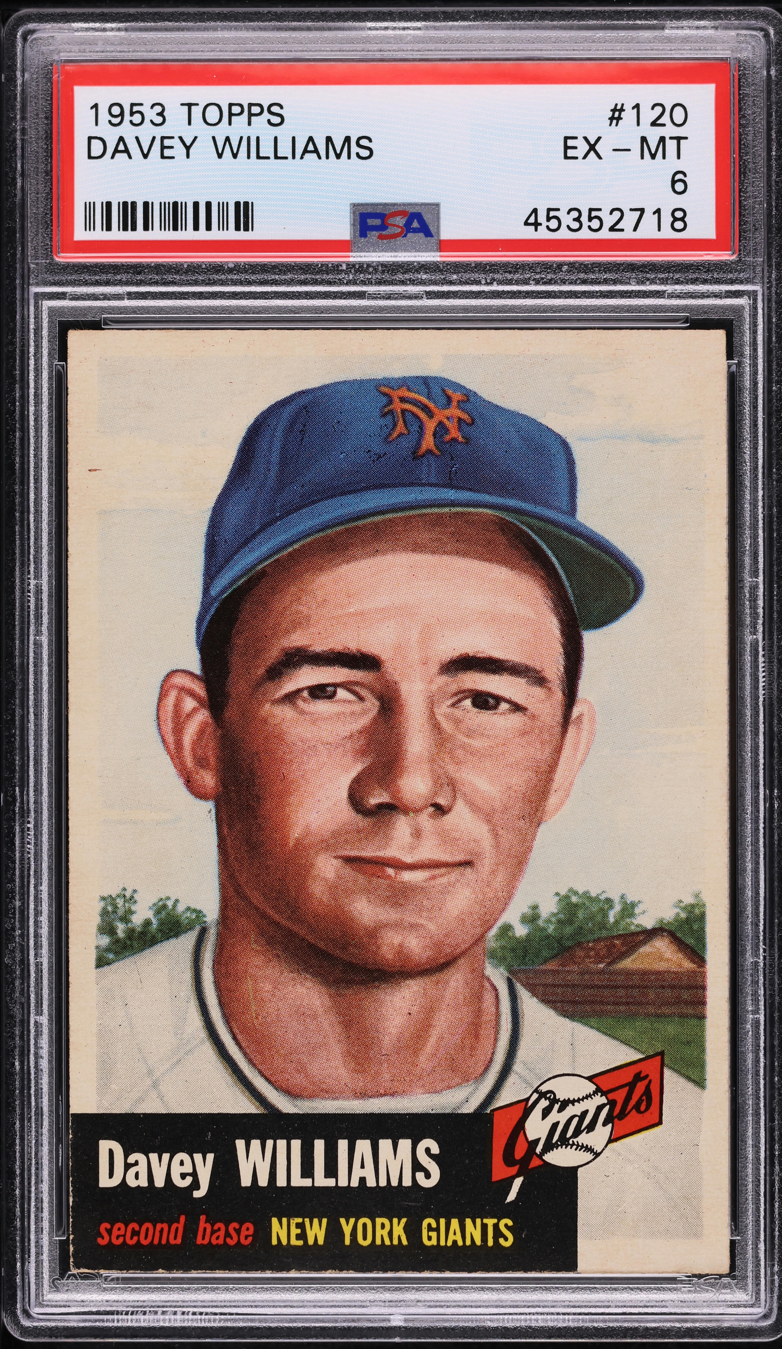 1953 Topps Davey Williams SHORT PRINT #120 PSA 6 EXMT