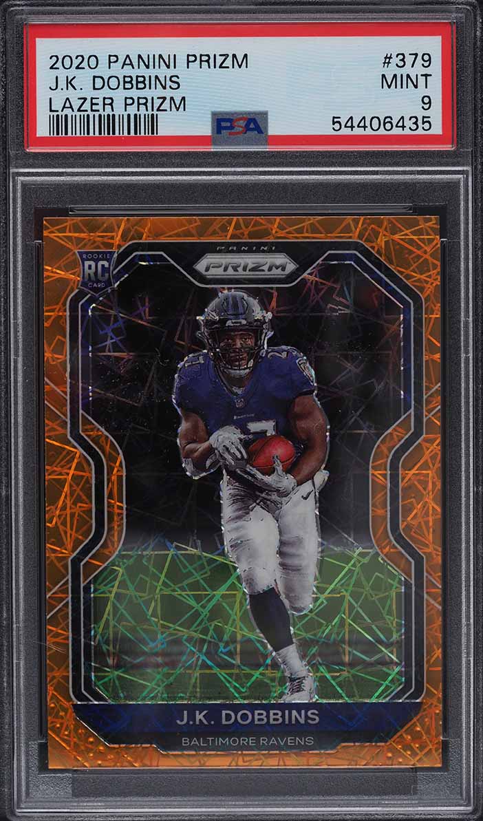 2020 Panini Prizm Lazer Prizms J.K. Dobbins ROOKIE RC #379 PSA 9 MINT