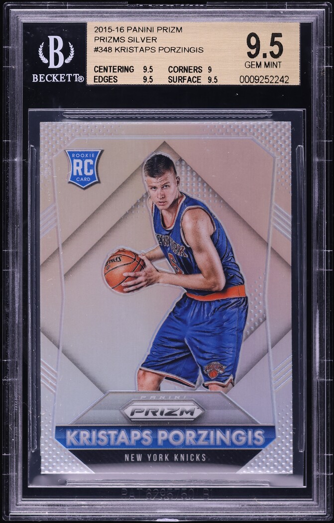 2015 Panini Prizm Silver Kristaps Porzingis ROOKIE #348 BGS 9.5 GEM MINT