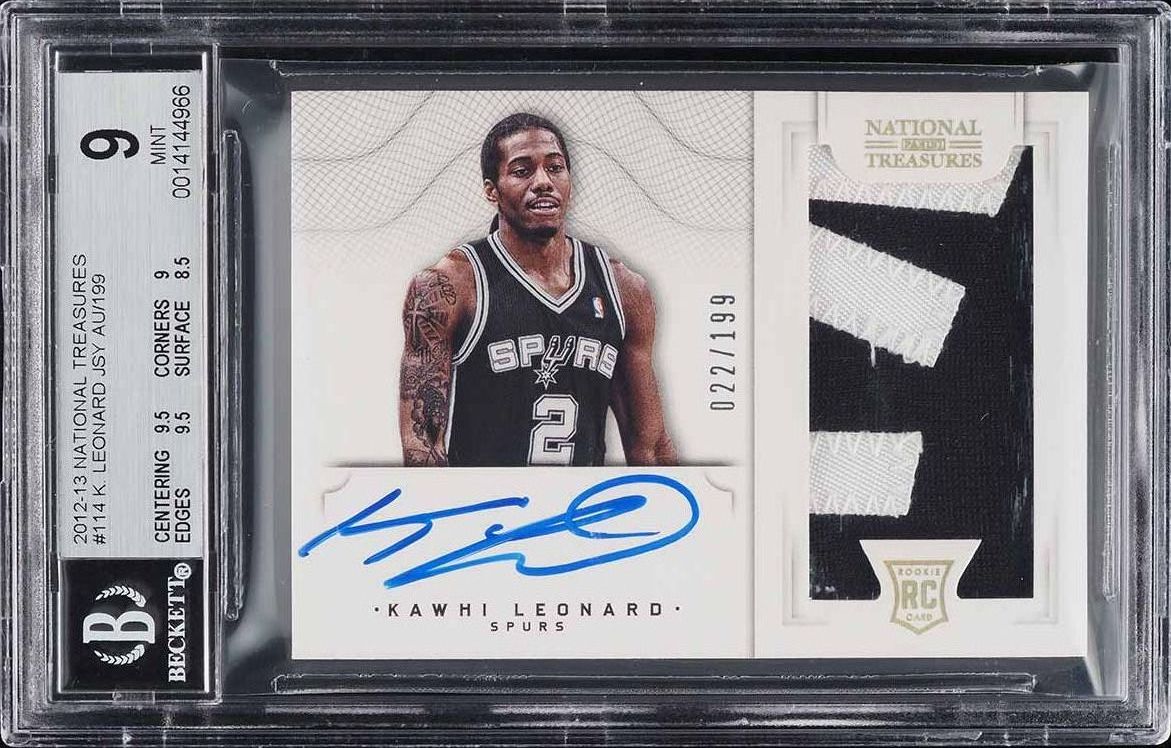 2012 National Treasures Kawhi Leonard ROOKIE PATCH AUTO /199 #114 BGS 9 MINT