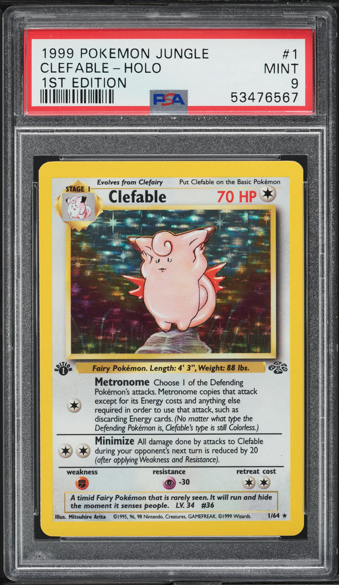 1999 Pokemon Jungle 1st Edition Holo Clefable #1 PSA 9 MINT
