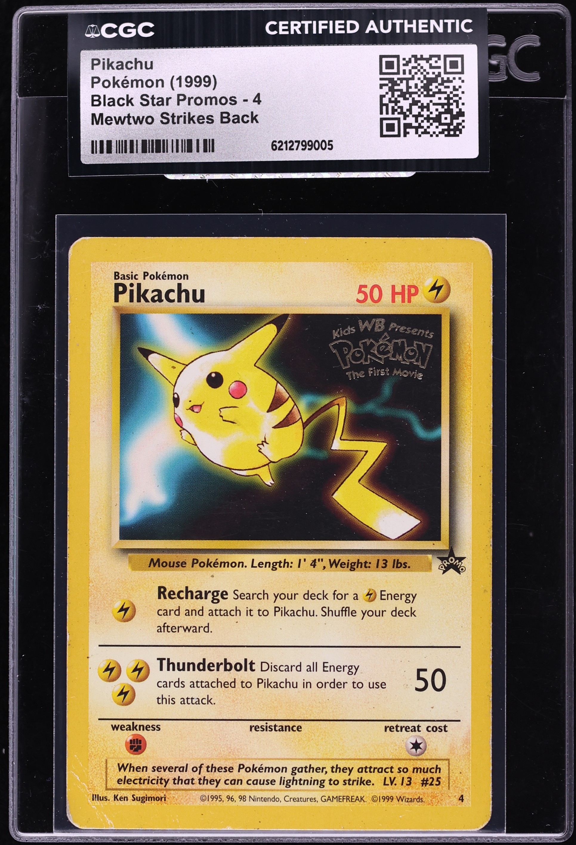 1999 Pokemon Black Star Promo Mewtwo Strikes Back Movie Pikachu #4 CGC AUTH